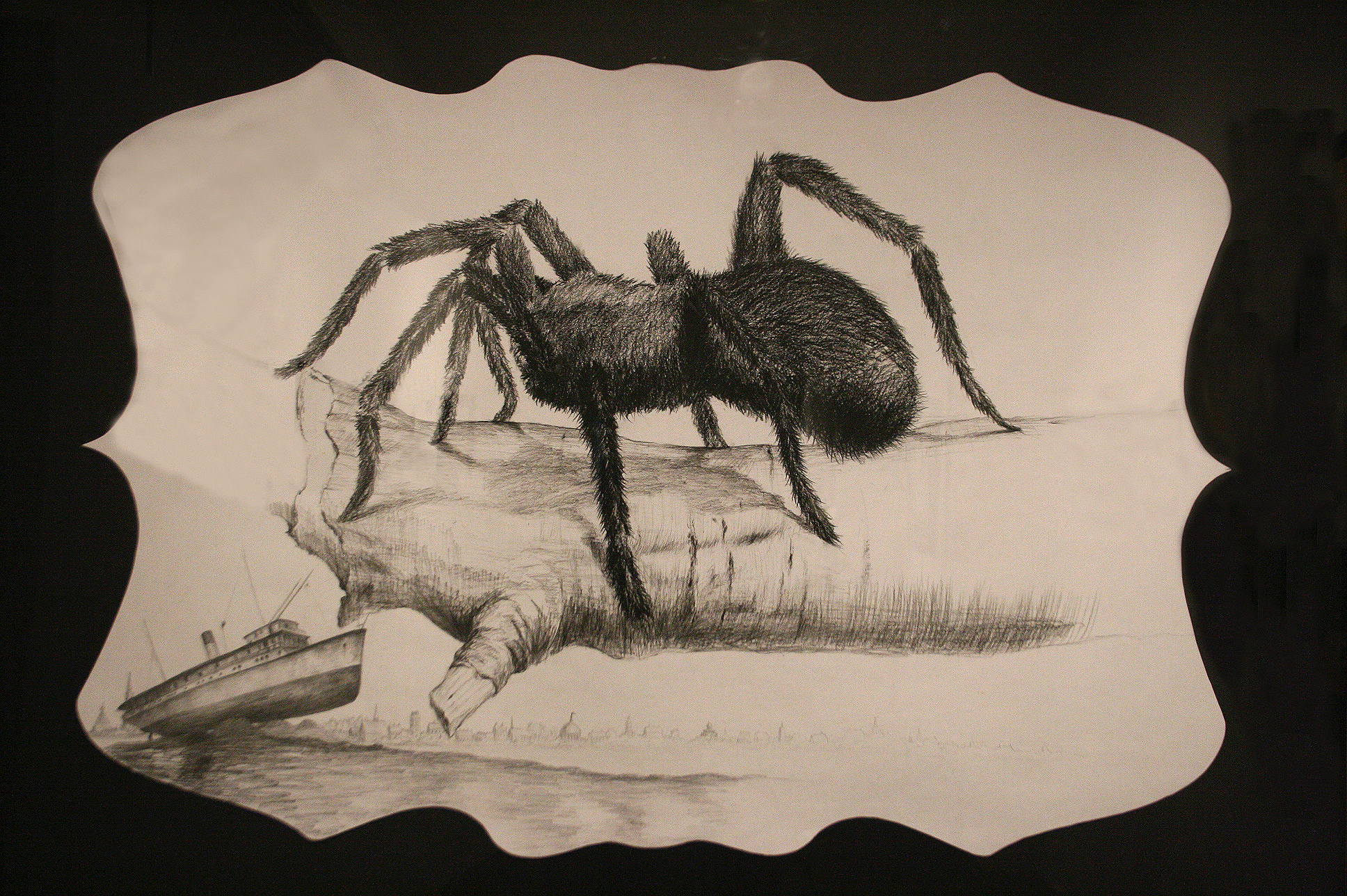 "A Noiseless Patient Spider" 40x48 charcoal and graphite on paper 2011