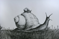 "Unexpected Dividends" 25x50 charcoal and graphite on paper 2013