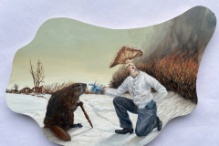 Mushroom King 28x24 inches oil on wood