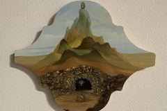 “Under the Mountain” 12x12 inches oil on wood